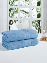 MYTRIDENT Blue Set of 2 500 GSM Cotton Bath Towels