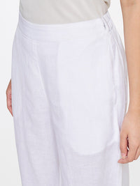 Global Desi Women White Printed Straight Fit Trousers