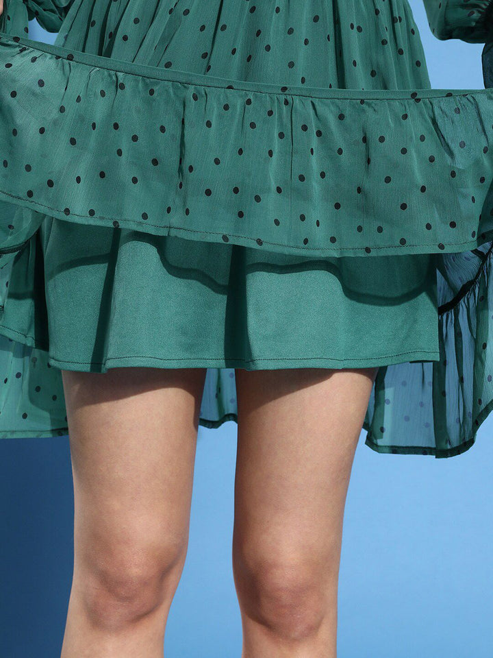 STREET 9 Women Gorgeous Green Polka-Dotted Dress