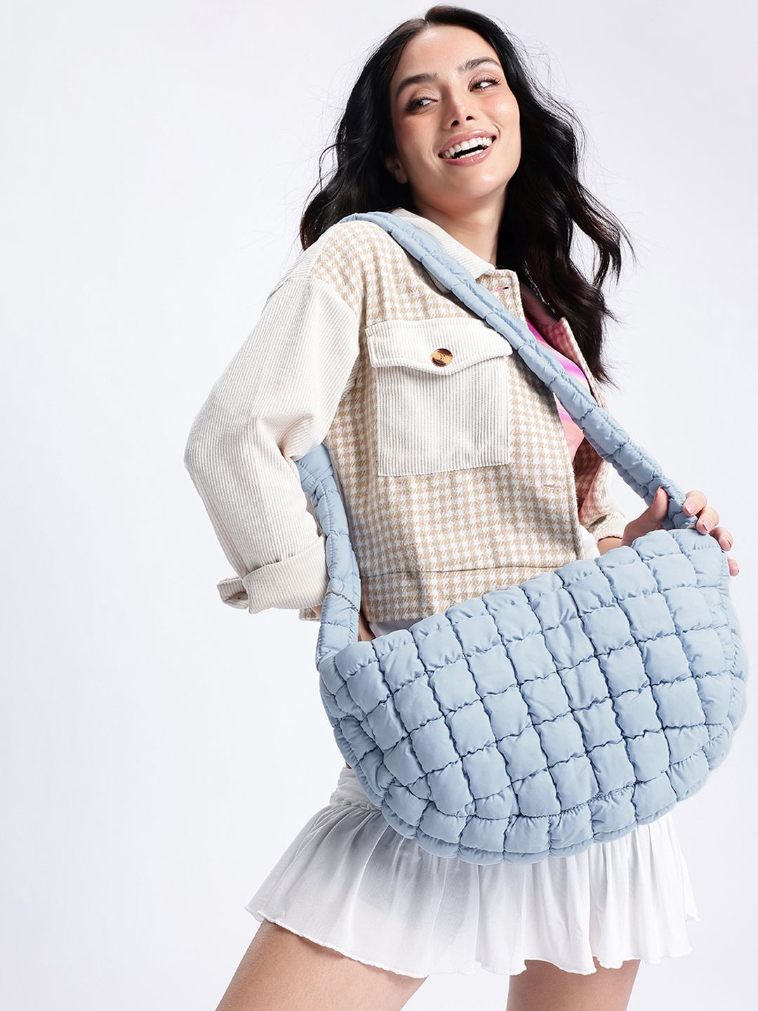 DressBerry Self Design Structured Shoulder Bag with Quilted Detail