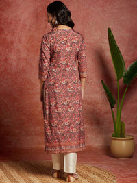 Libas Floral Printed Keyhole Neck Straight Kurta