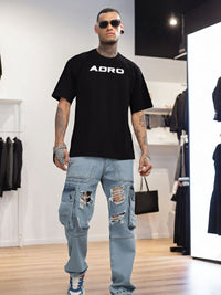 ADRO Graphic Printed Drop-Shoulder Sleeves Cotton Oversized T-shirt