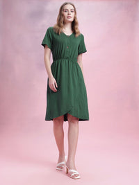 DressBerry Gathered Detail Tulip Hem Buttoned A-Line Dress