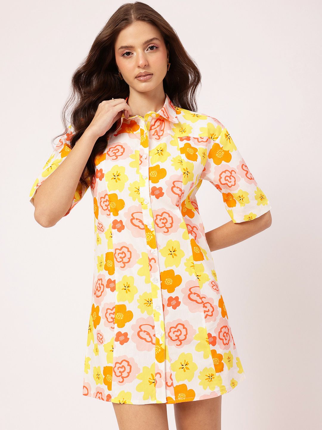 DressBerry Garden Goddess Floral Shirt Mini Dress