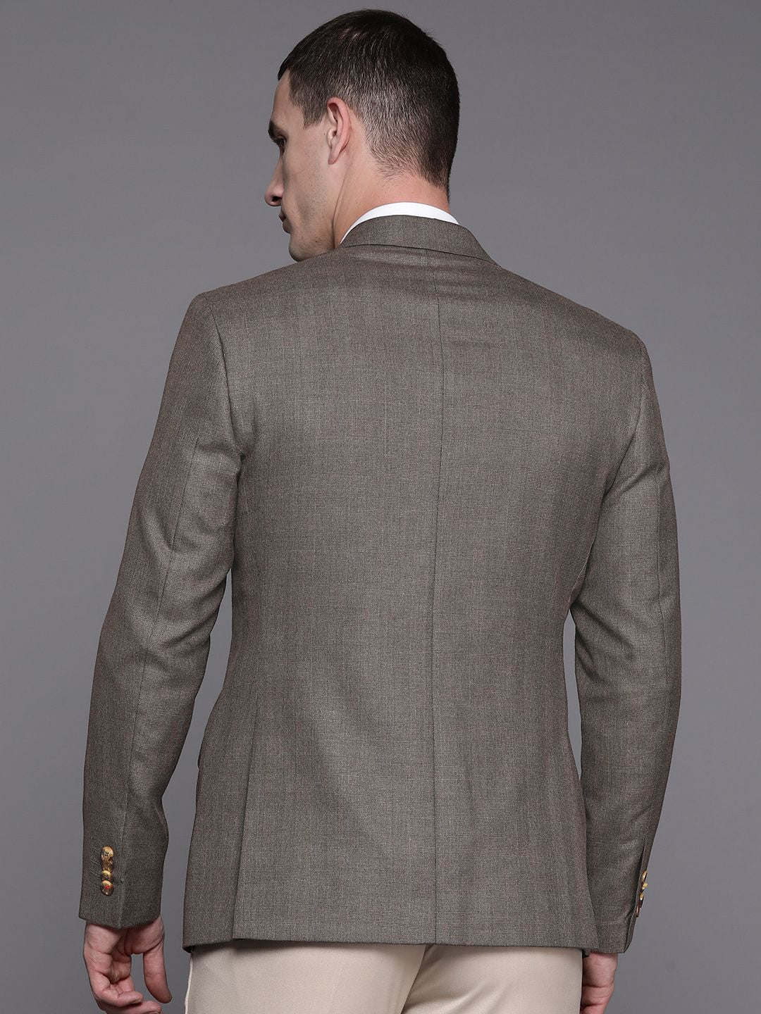 Raymond Self-Checked Slim Fit Single-Breasted Formal Blazer
