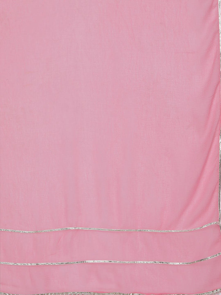 Libas Floral Embroidered Regular Mirror Work Kurta With Trousers & Dupatta