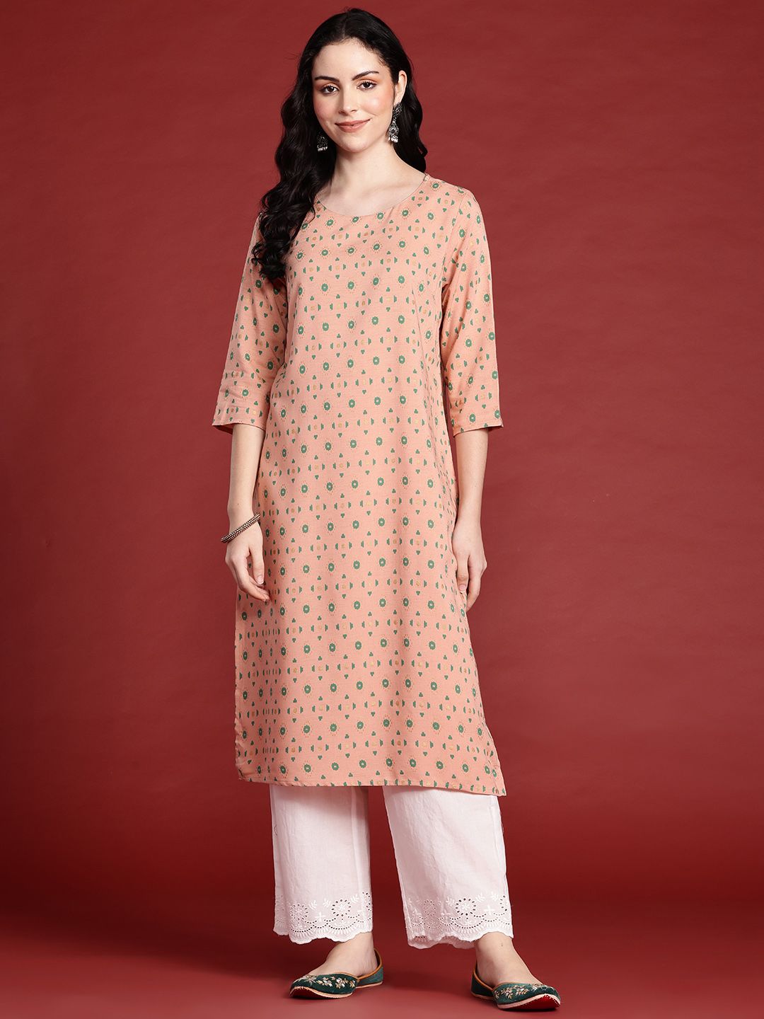 Anouk Geometric Printed Straight Regular Kurta