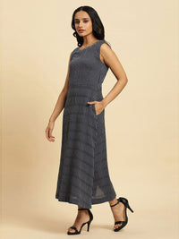 W Self Design Round Neck Cotton Maxi Dress