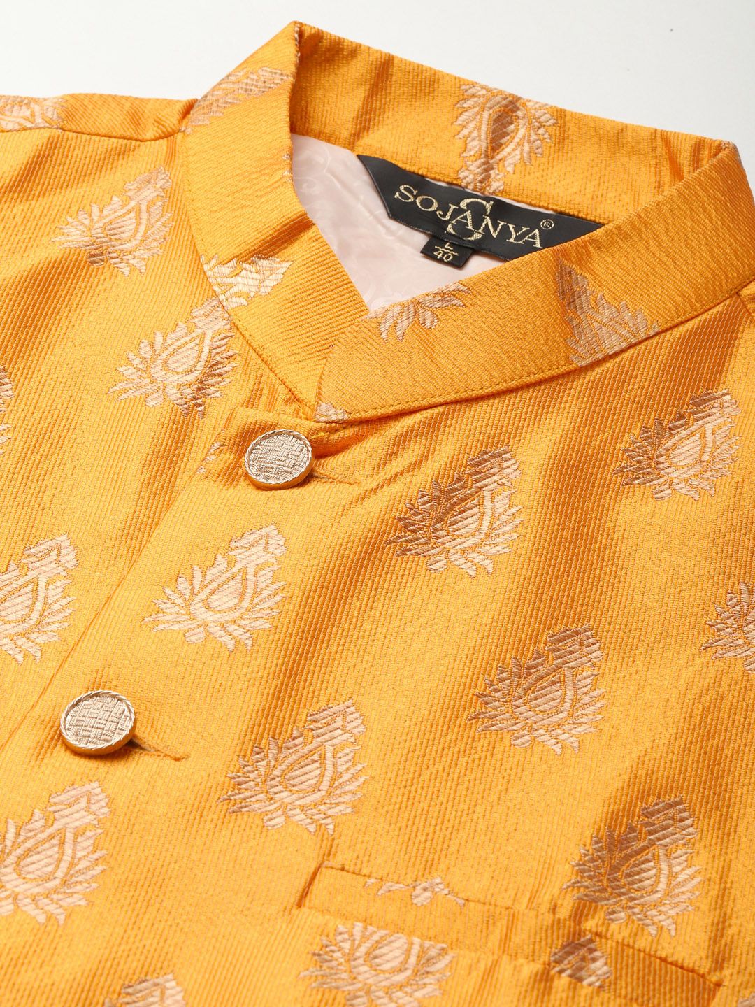 SOJANYA Men Kurta with Churidar & Woven Design Nehru Jacket
