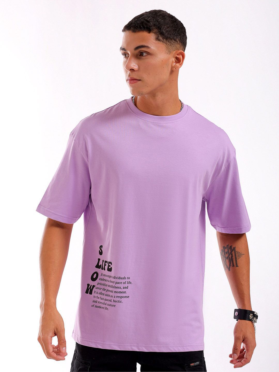 The Indian Garage Co Men Back Printed Round Neck Boxy Oversized T-shirt