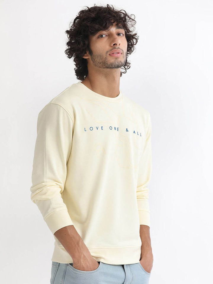 RARE RABBIT Men Bermann Graphic Print Logo Sweatshirt