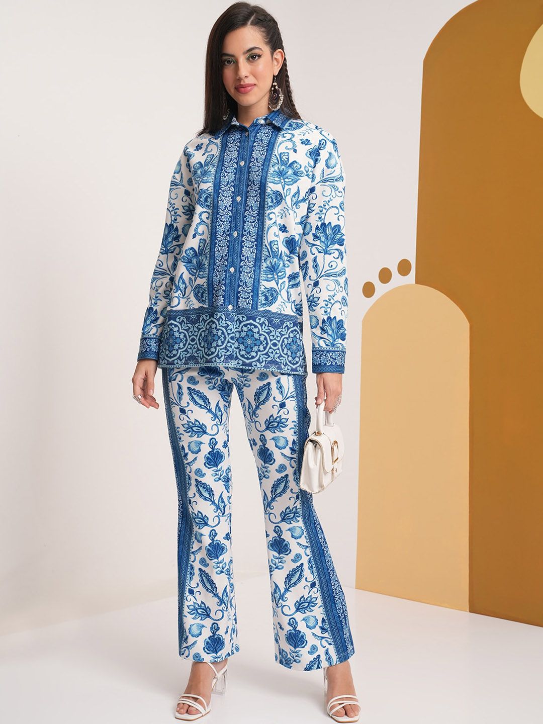 Vishudh Printed Shirt With Elasticated Palazzo Co-Ords