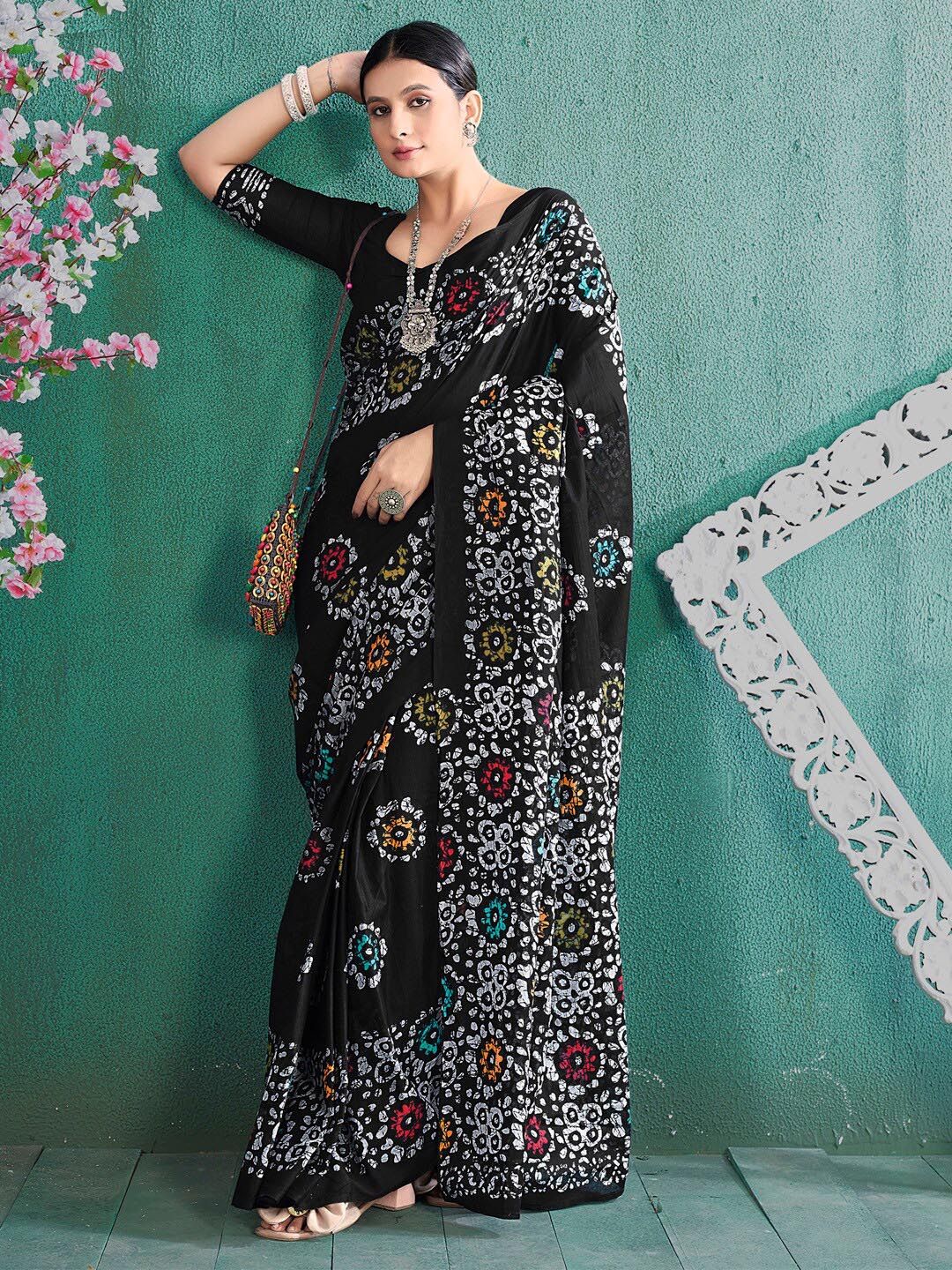 Saree mall Ethnic Motifs Printed Pure Cotton Block Print Saree