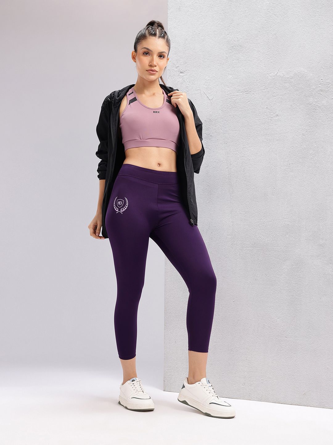 HRX by Hrithik Roshan Women Brand Logo Print Mid-Rise Rapid-Dry Lifestyle Tights