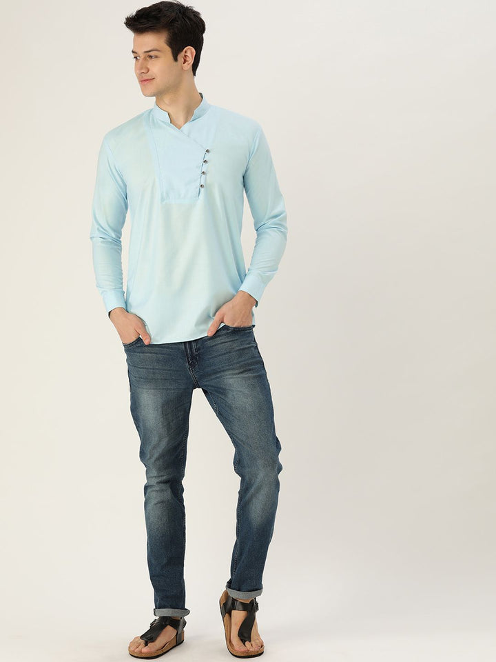 SOJANYA Lelaki Biru Solid Kurta Lurus