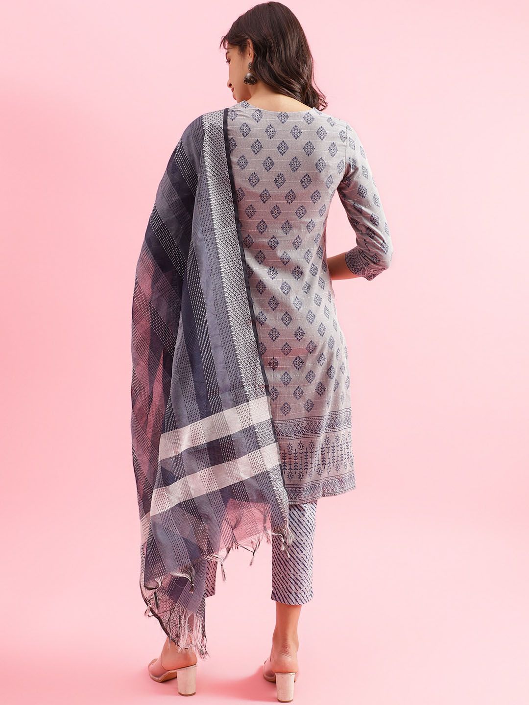 KALINI Women Printed Regular Patchwork Kurta Trousers & Dupatta