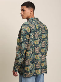 Bene Kleed Men Abstract Printed Opaque Oversize Casual Shirt