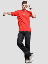 ADRO Men Graphic Printed Drop-Shoulder Sleeves Cotton Oversized T-Shirt