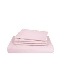 MYTRIDENT Pink 600 TC King Bedsheet with 4 Pillow Covers