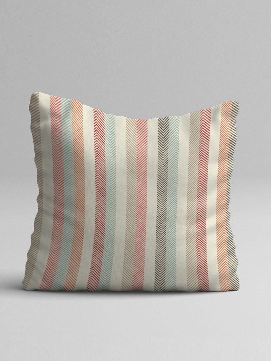 STITCHNEST Set of 5 Yellow & Pink Geometric Square Cushion Covers