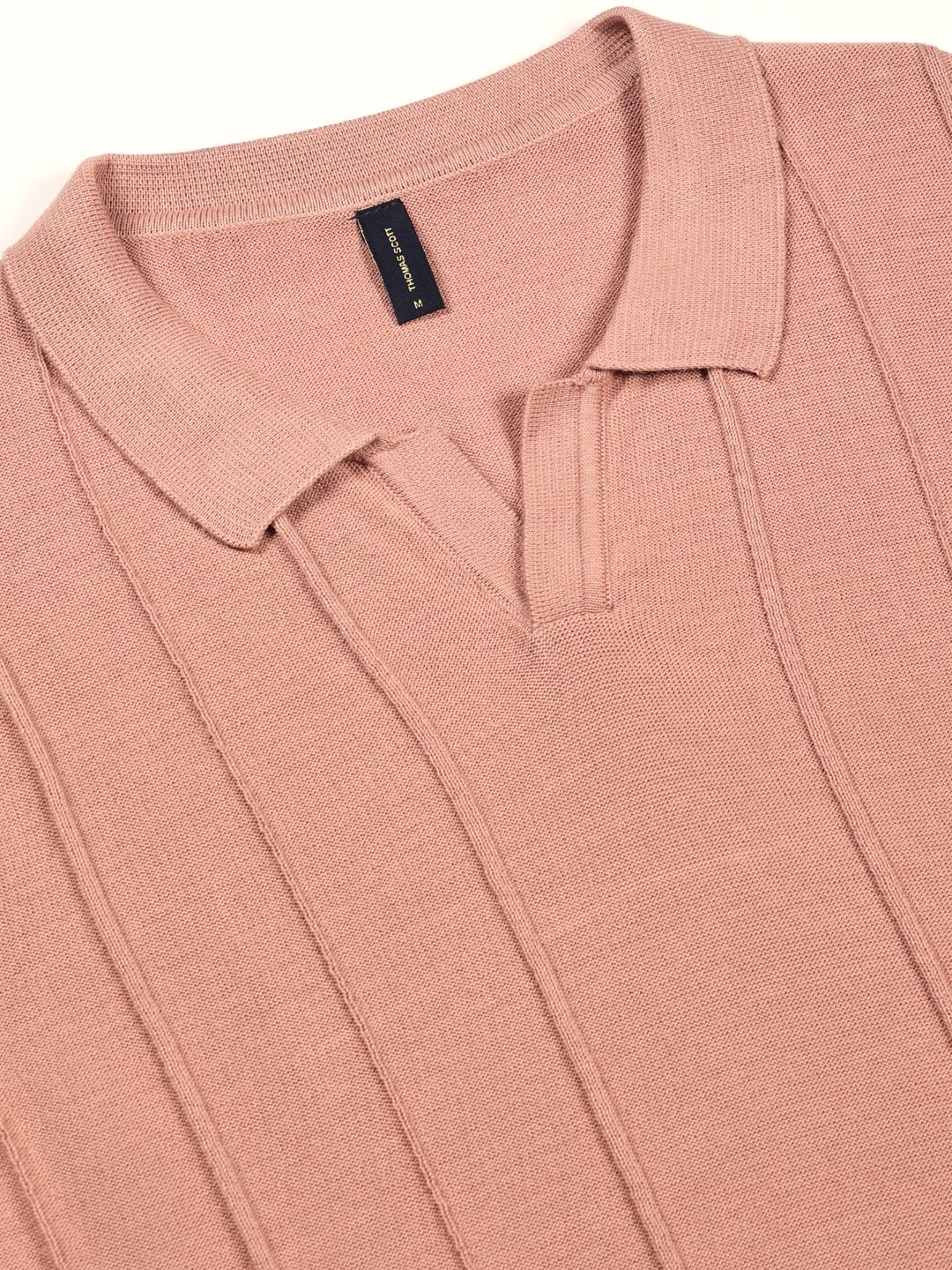 Thomas Scott Men Knit Striped Polo Collar T-shirt