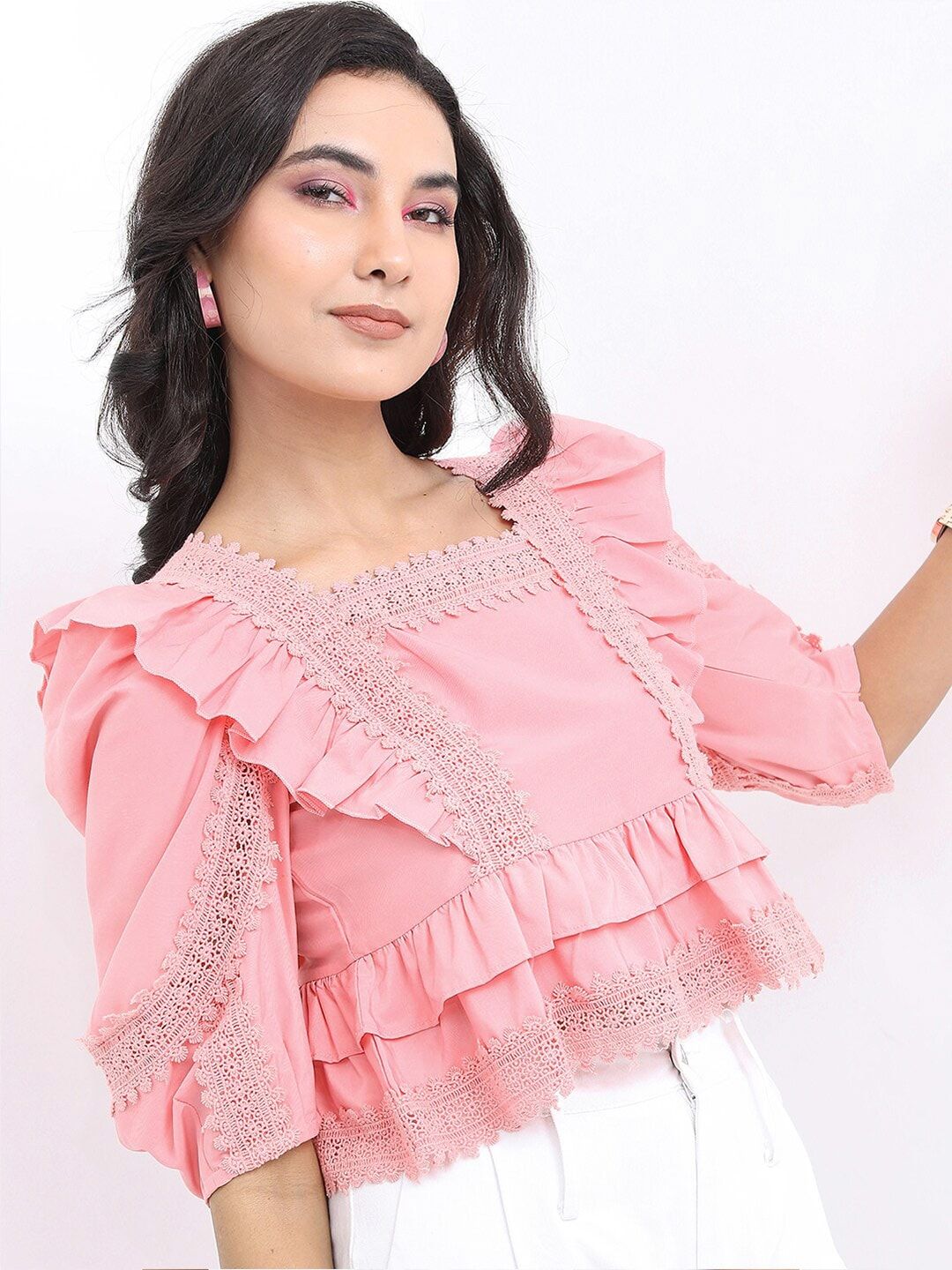 Tokyo Talkies Lace Blouson Top