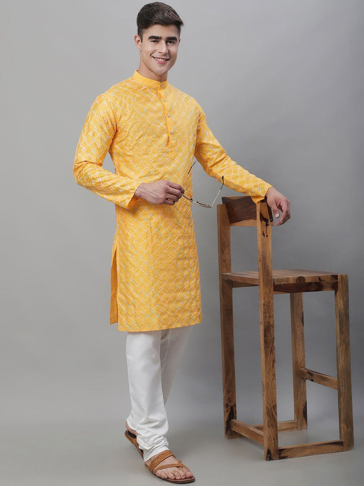 SOJANYA Embroidered Thread Work Silk Cotton Kurta with Churidar
