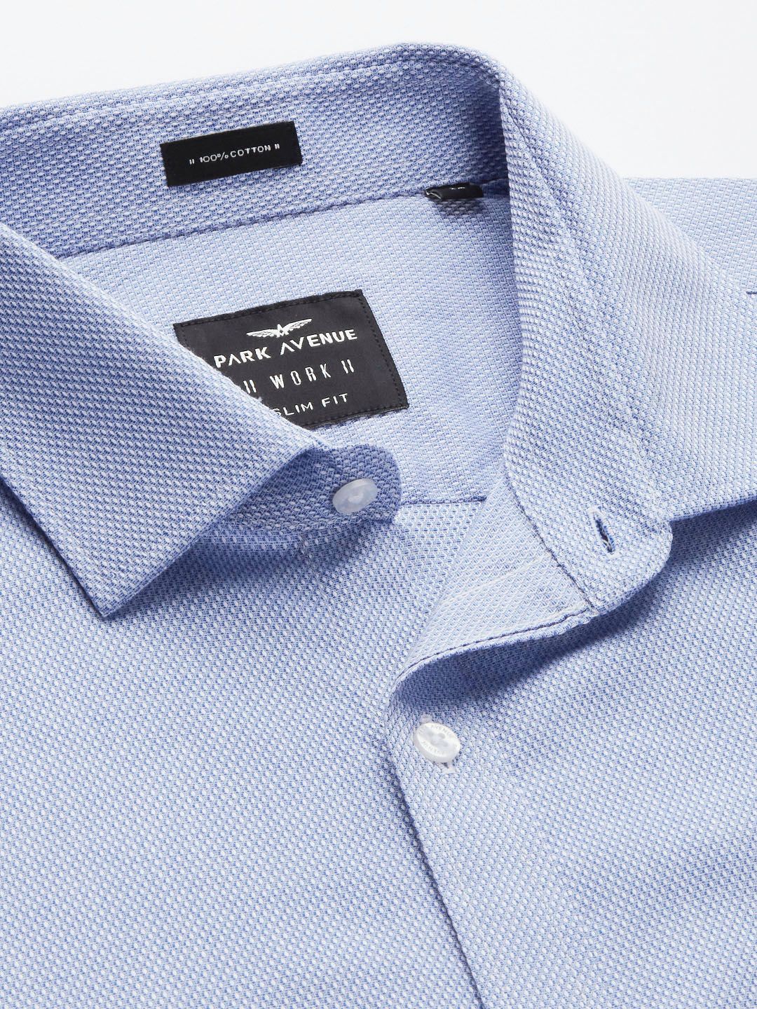 Park Avenue Men Blue Solid Pure Cotton Slim Fit Formal Shirt