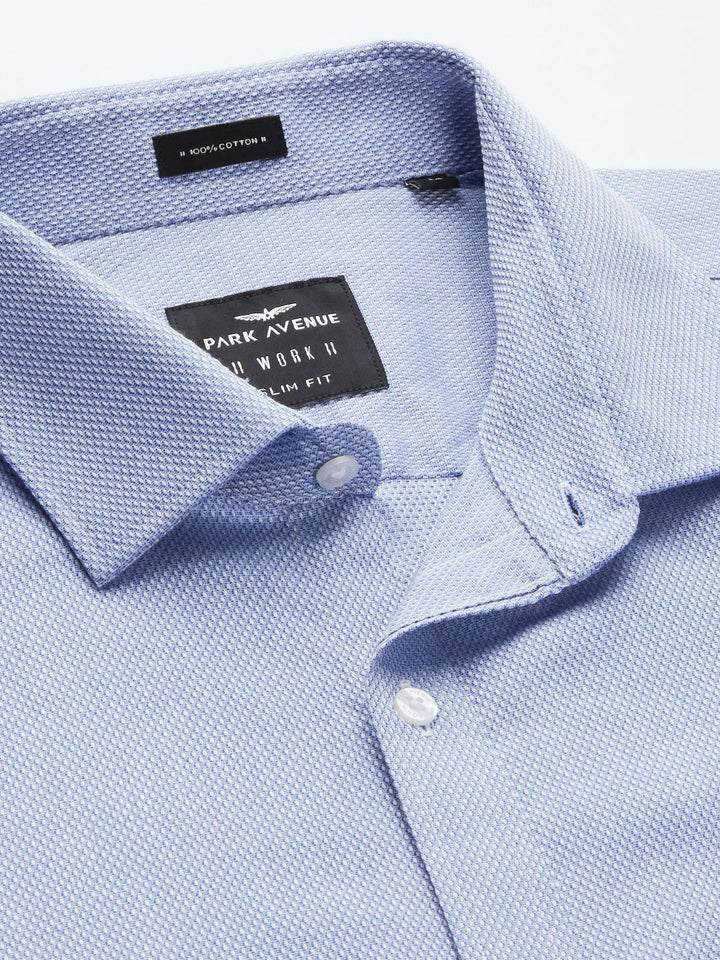 Park Avenue Men Blue Solid Pure Cotton Slim Fit Formal Shirt