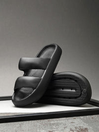 HRX by Hrithik Roshan Men Black Rubber Sliders