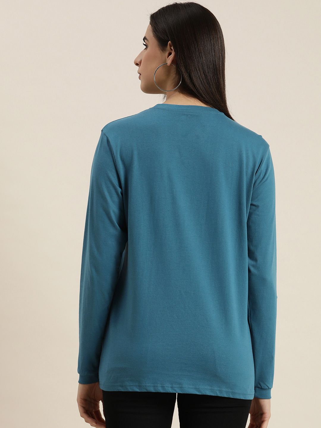 DILLINGER Women Blue Solid Cotton Oversized T-shirt