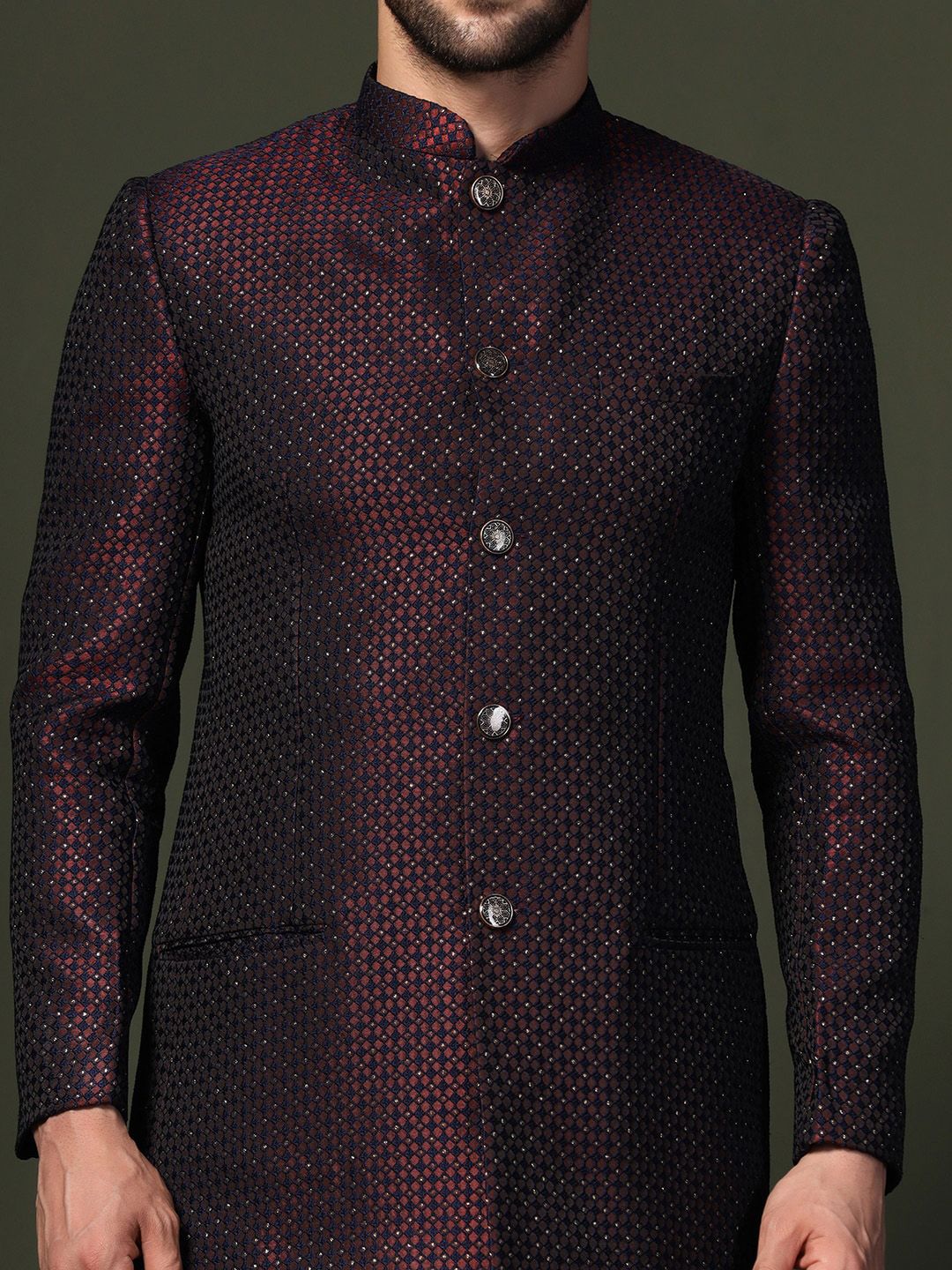 KeSH lelaki reka bentuk diri Slim Fit Jodhpuri Bandhgala Blazer