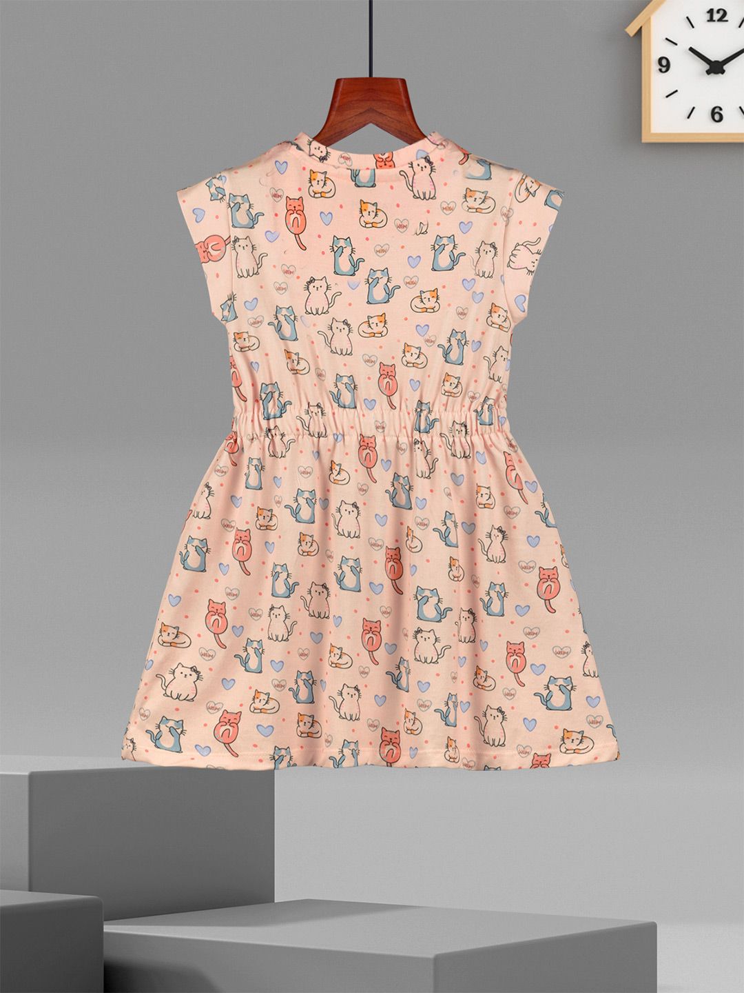 HELLCAT Girls Pack of 2 Printed Cap Sleeves Cotton Fit and Flare Dresses