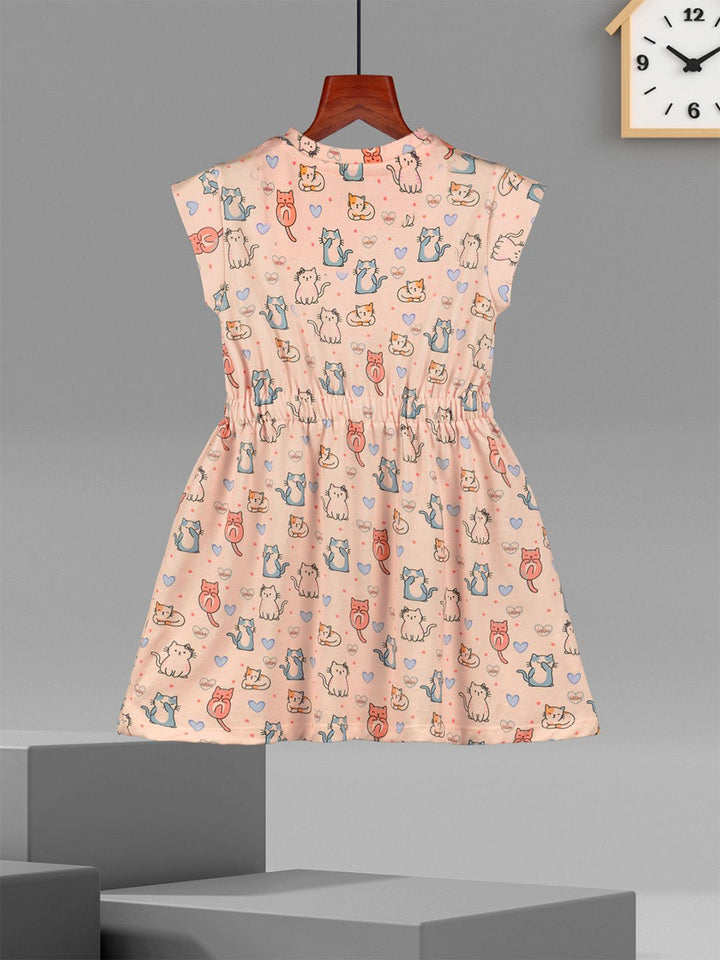 HELLCAT Girls Pack of 2 Printed Cap Sleeves Cotton Fit and Flare Dresses