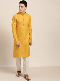 SOJANYA Lelaki Mustard Kuning Solid Kurta Lurus