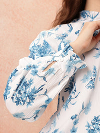 all about you Floral Print Tie-Up Neck Top