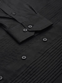 Hancock Men Tuxedo Pin Tucked Satin Pure Cotton Slim Fit Formal Shirt