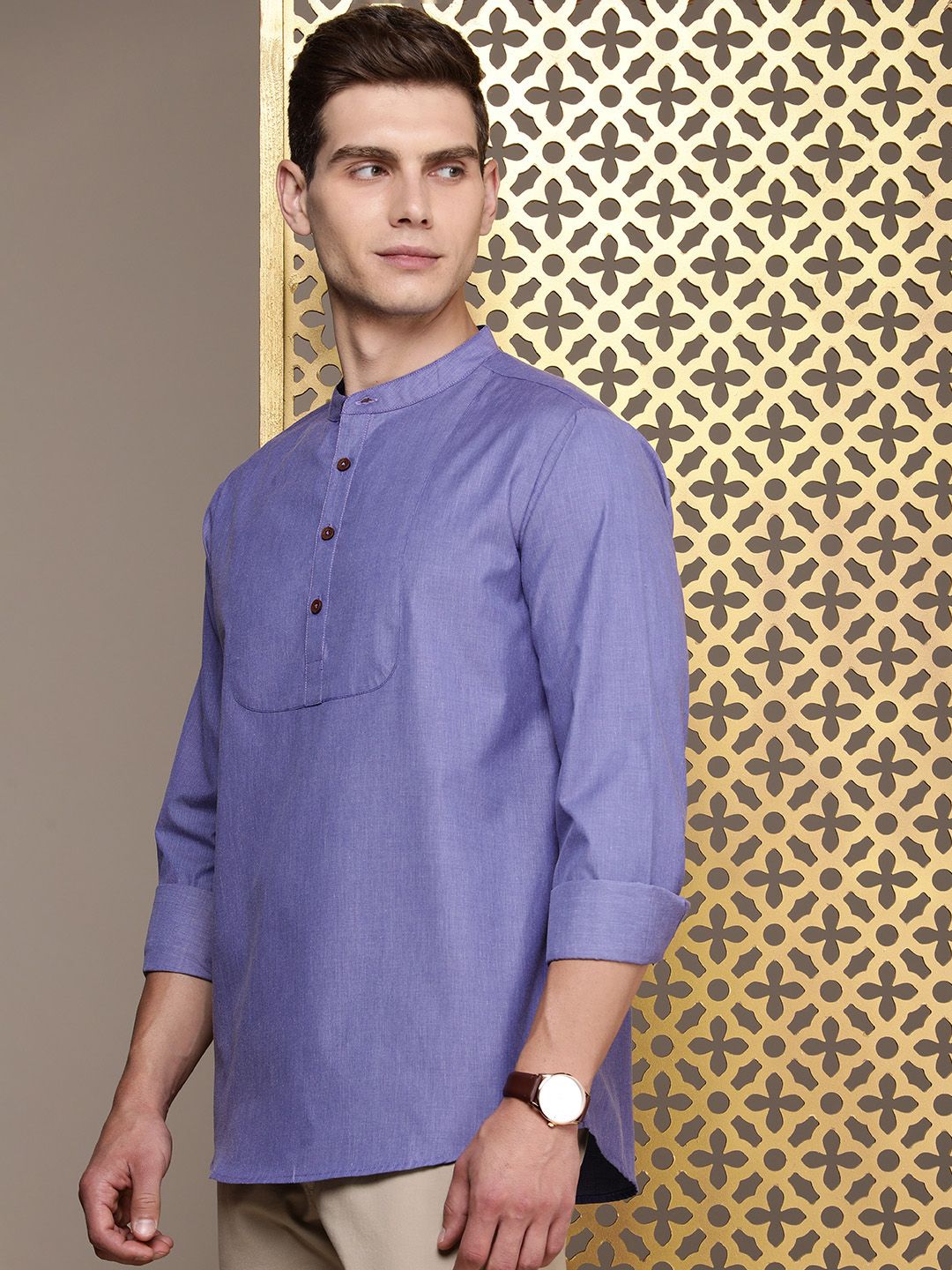 House of Pataudi Band Collar Rozana Kurta