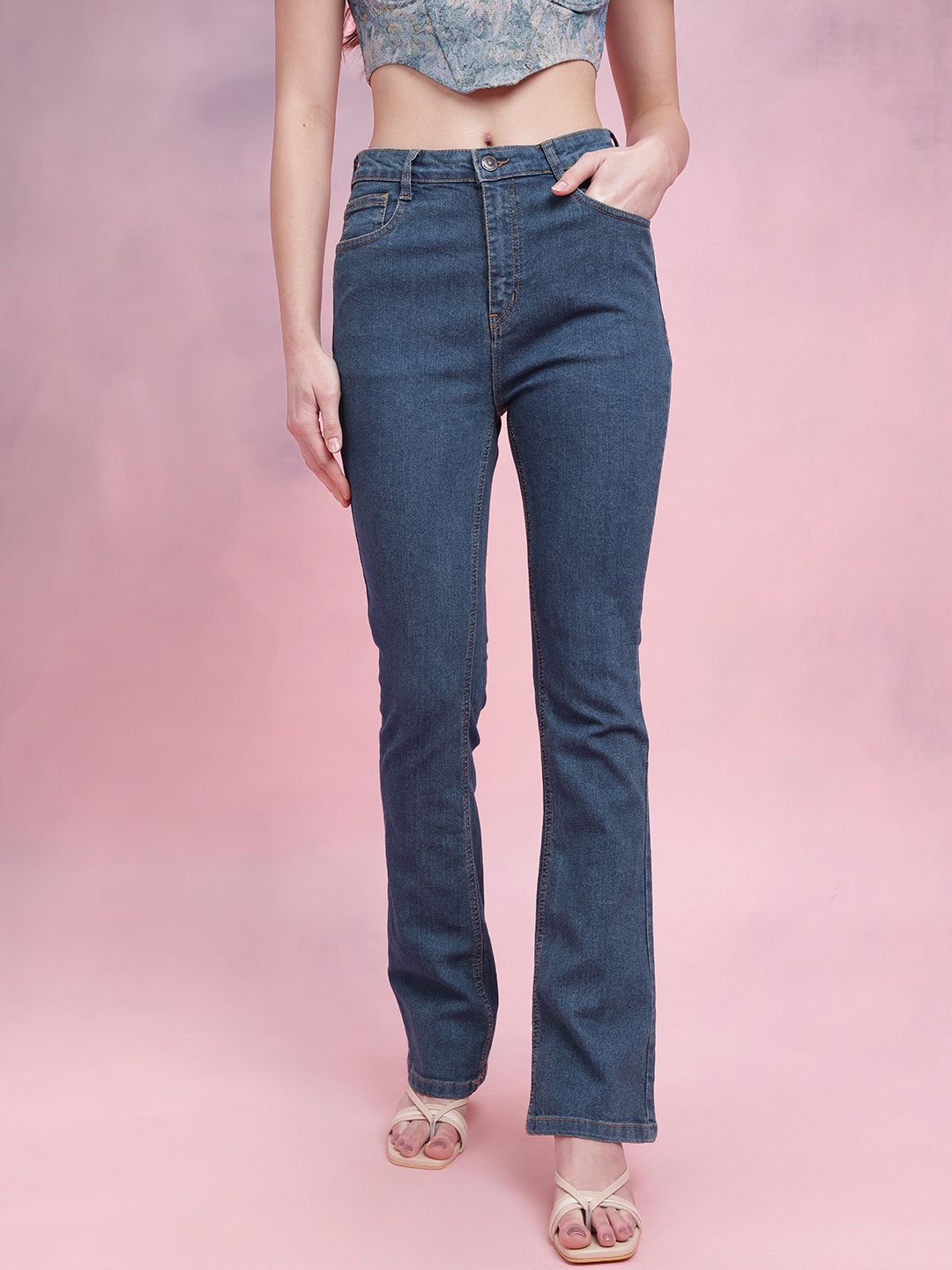 DressBerry Women Boot Cut Mid-Rise Stretchable Jeans
