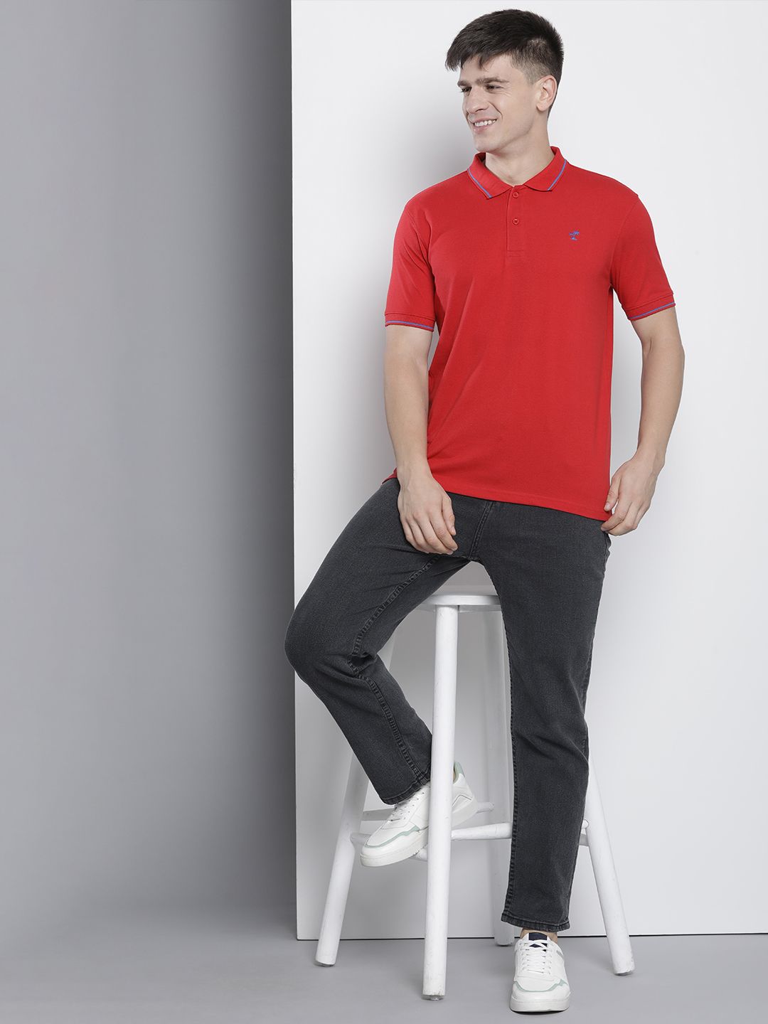 The Indian Garage Co Men Solid Polo Collar T-shirt