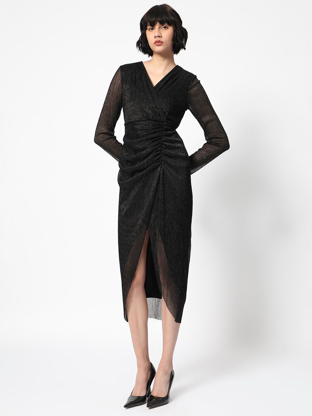 RAREISM Self Design Wrap Midi Dress