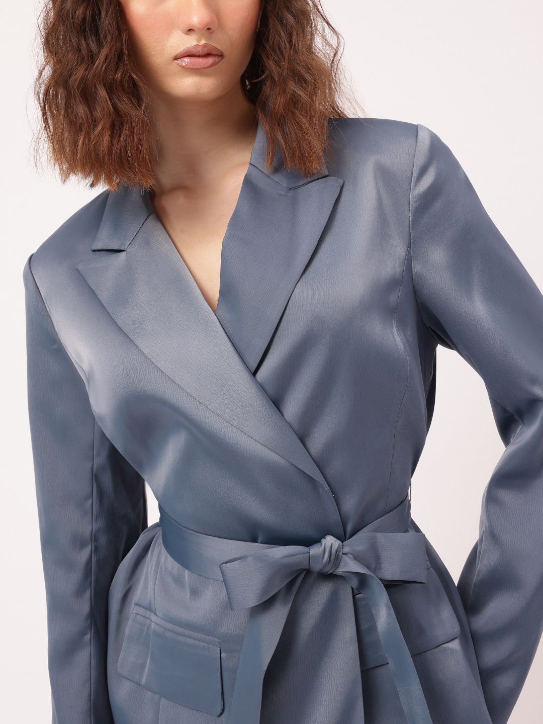 DressBerry Graceful Aesthetic Belted Mini Blazer Dress