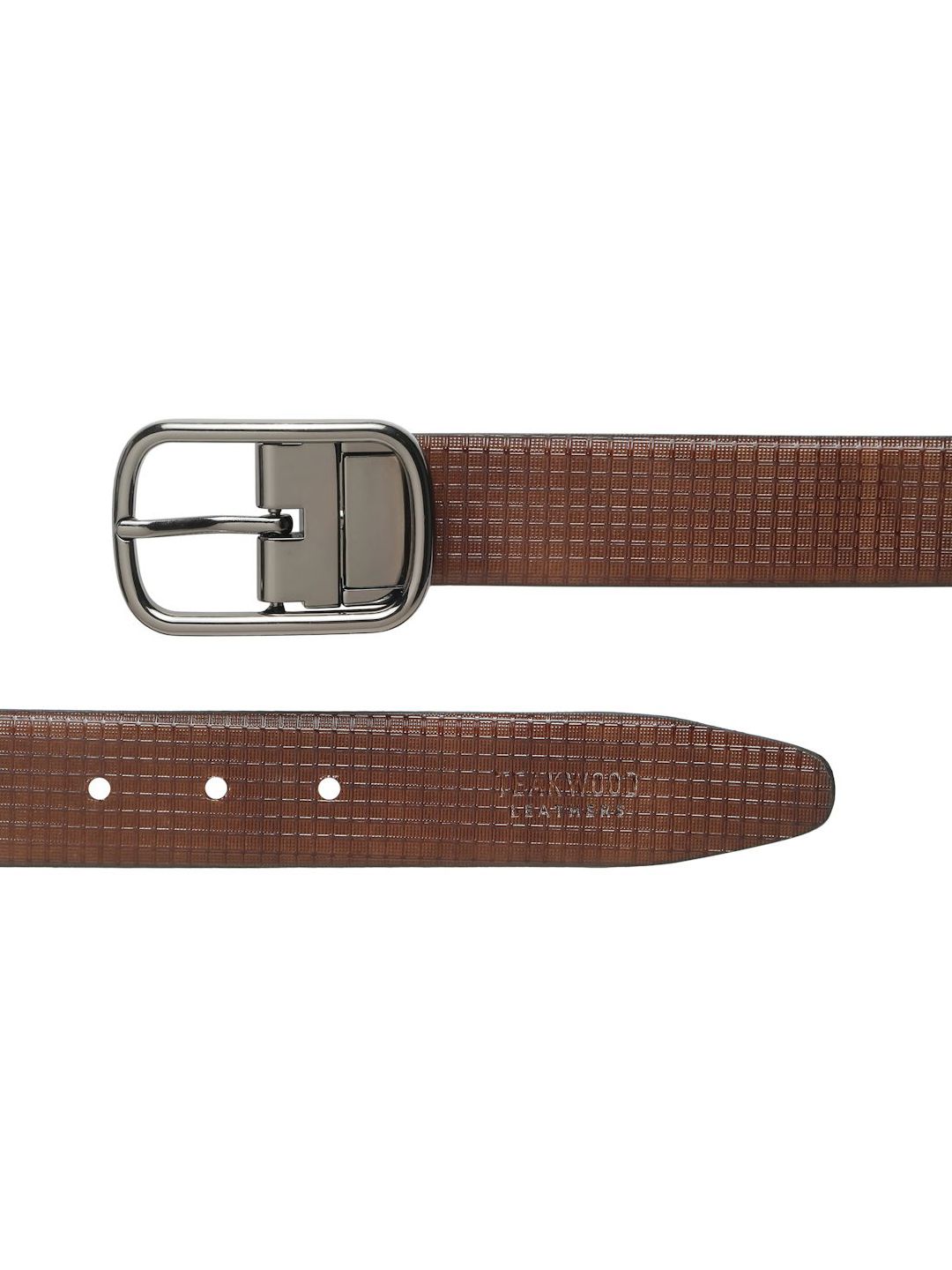 Teakwood Leathers Men Textured Leather Reversible Formal Belt