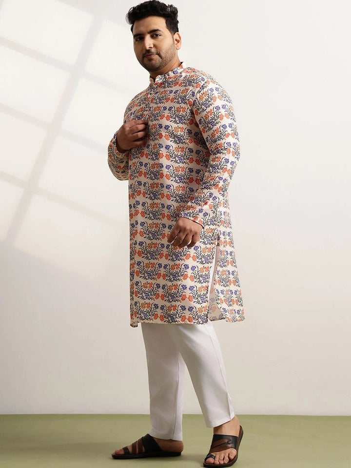 SOJANYA PLUS Men Floral Printed Regular Pure Cotton Kurta with Pyjamas
