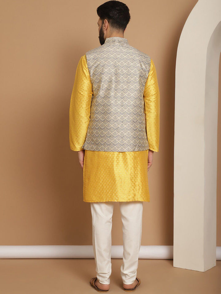 Anouk Embroidered Straight Jacquard Silk Regular Kurta with Churidar