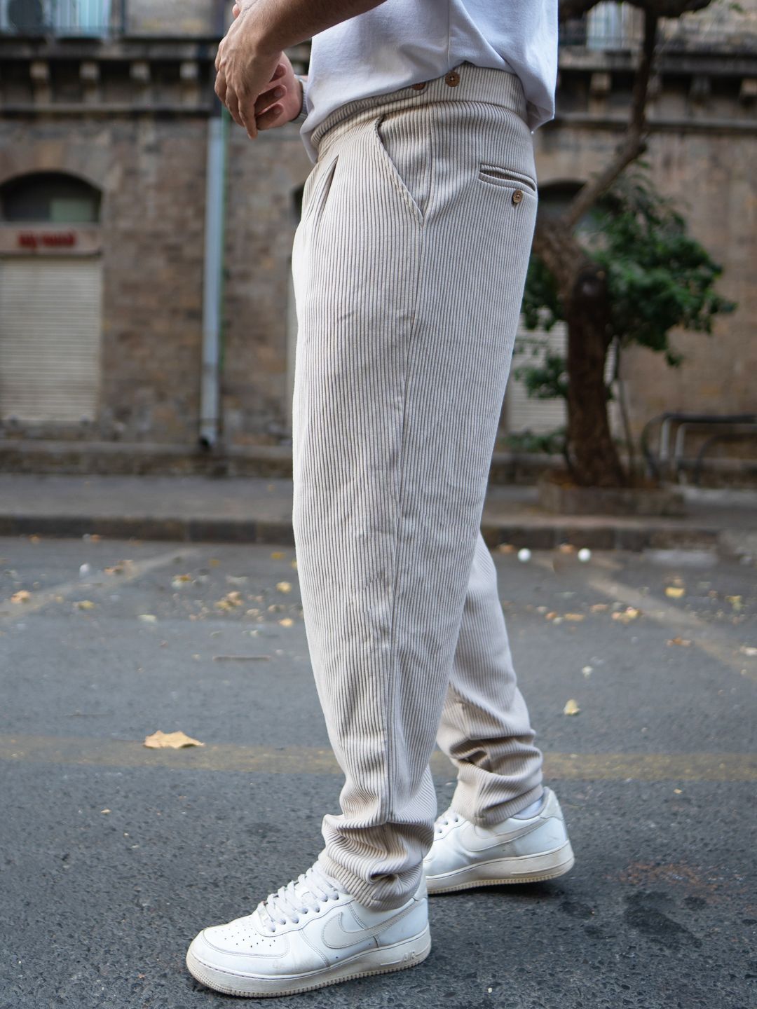 Powerlook Men Striped Regular Fit Corduroy Pant