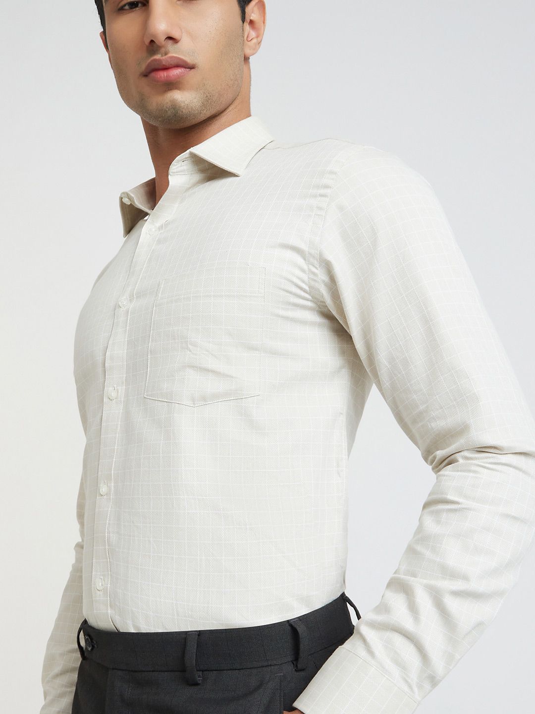 Park Avenue Slim Fit Windowpane Checked Formal Shirt