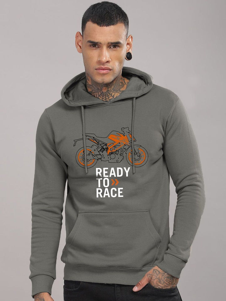 ADRO Men Printed Hooded Pure Cotton Sweatshirt