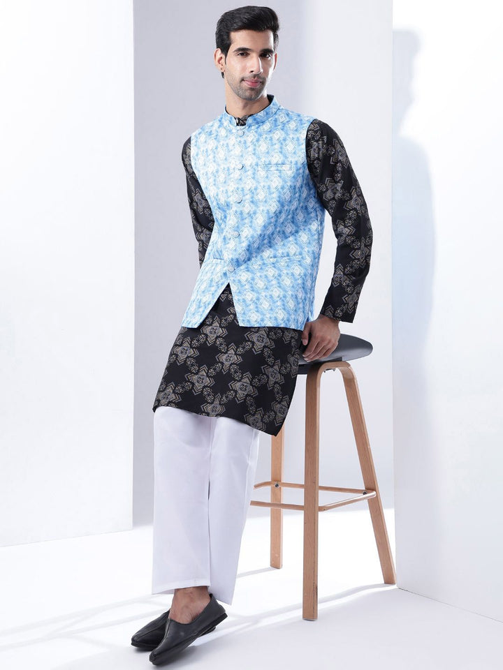 Anouk Men Printed Kurta with Pyjamas with Nehru Jacket