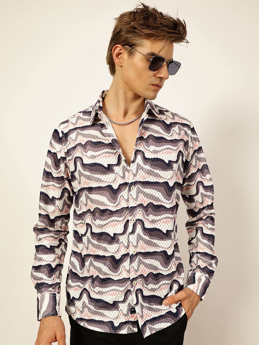 Thomas Scott Men Premium Slim Fit Opaque Printed Casual Shirt